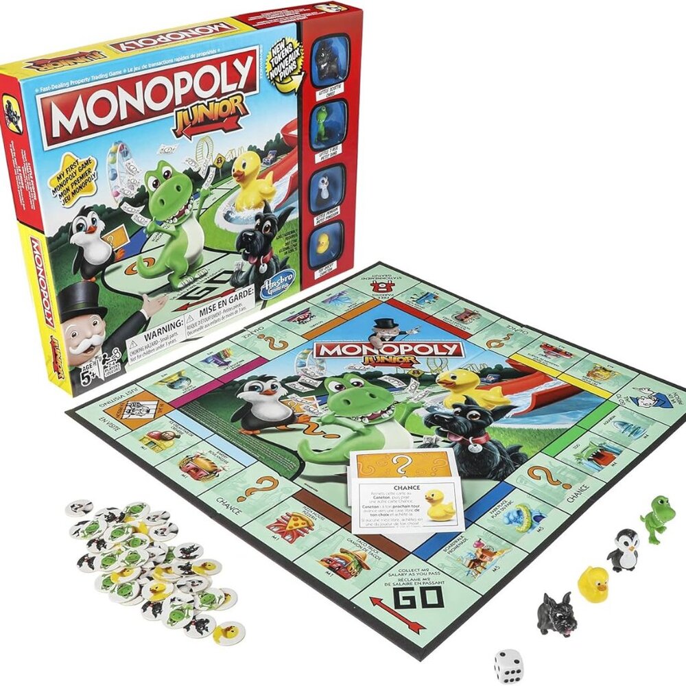 Monopoly Junior Bilingual Edition Board Game Hasbro Gaming New Sealed for Age5+